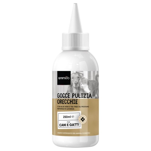 Gocce Orecchie Cani & Gatti 250ml, Pulizia Orecchie Cane e Gatto Contro Acari, Cerume e Prurito, Detergente Orecchie Cane Gatto Formula Naturale con Lavanda, Olio di Aloe Vera e Tea Tree, Senza Alcol-image